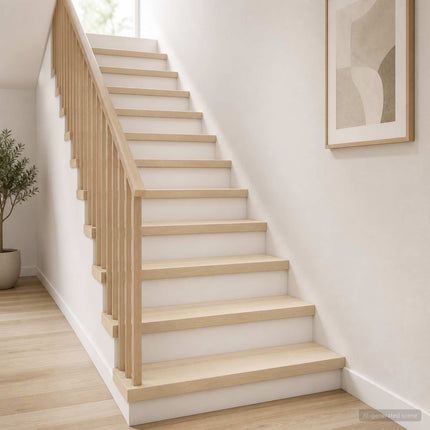 Trappe Tread 4 stk. 120 x 25 x 2 cm Hvid Massivt Eg Træ