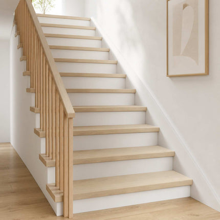 Trappe Tread 8 stk. 80 x 30 x 2 cm Hvid Massivt Eg Træ