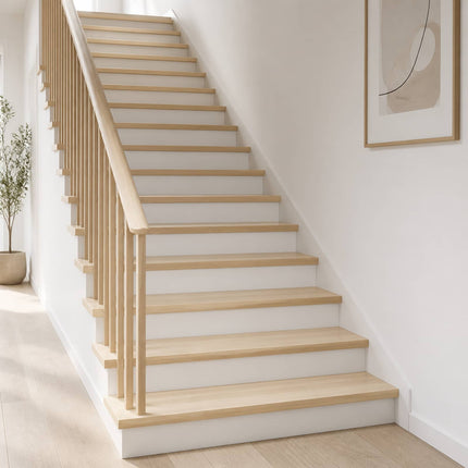 Trappe Tread 12 stk. 80 x 25 x 2 cm Hvid Massivt Eg Træ