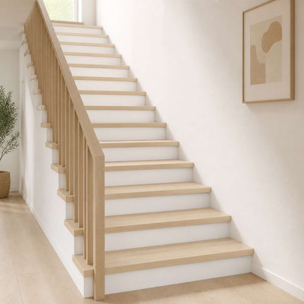 Trappe Tread 12 stk. 100 x 30 x 2 cm Hvid Massivt Eg Træ