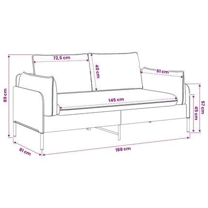 2-personers sofa 2-personers Blå 188 x 81 x 89 cm Fløjl