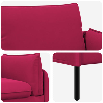 3-personers sofa 3-personers Vinrød 222 x 81 x 89 cm Fløjl