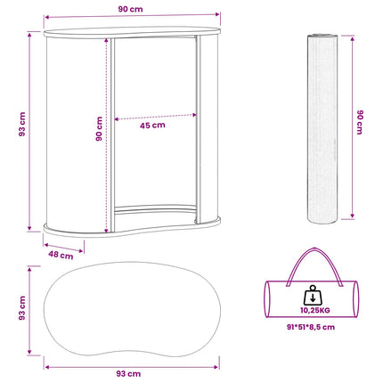 Messebord Lys brun og hvid 90 x 48 x 93 cm