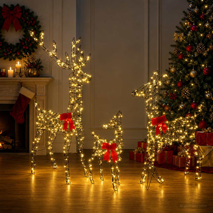 Julebelysning rensdyrfamilie med LED 700 LED'er Varm hvid