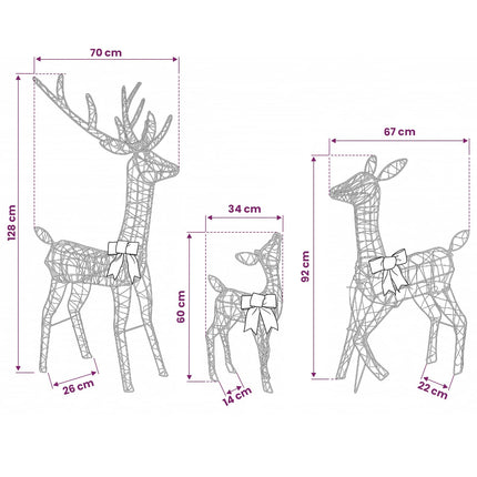 Julebelysning rensdyrfamilie med LED 700 LED'er Varm hvid