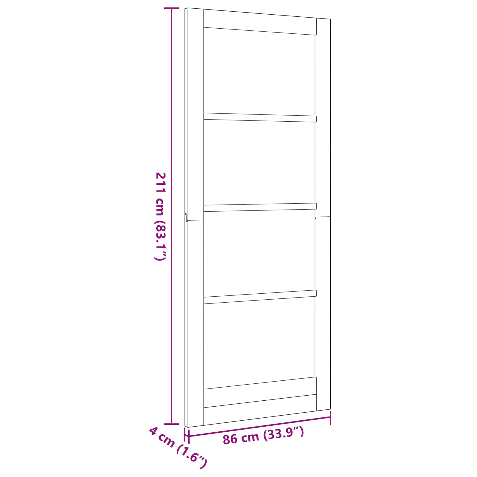Indvendig Dør Hvid 86 x 211 cm Krydsfinér