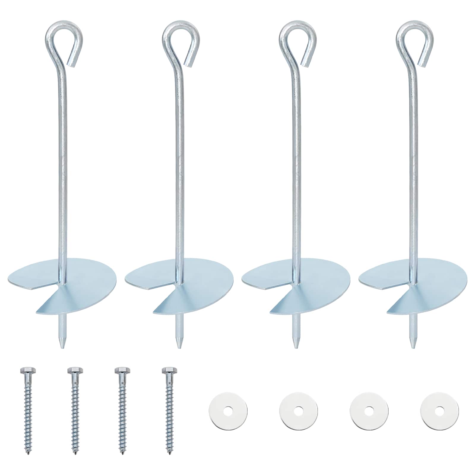 Jordanker 4 pcs Sølv Ø10 x 30 cm Galvaniseret metal
