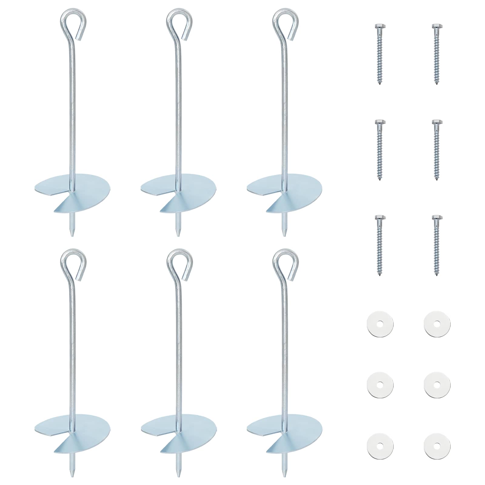 Jordanker 6 pcs Sølv Ø10 x 30 cm Galvaniseret metal