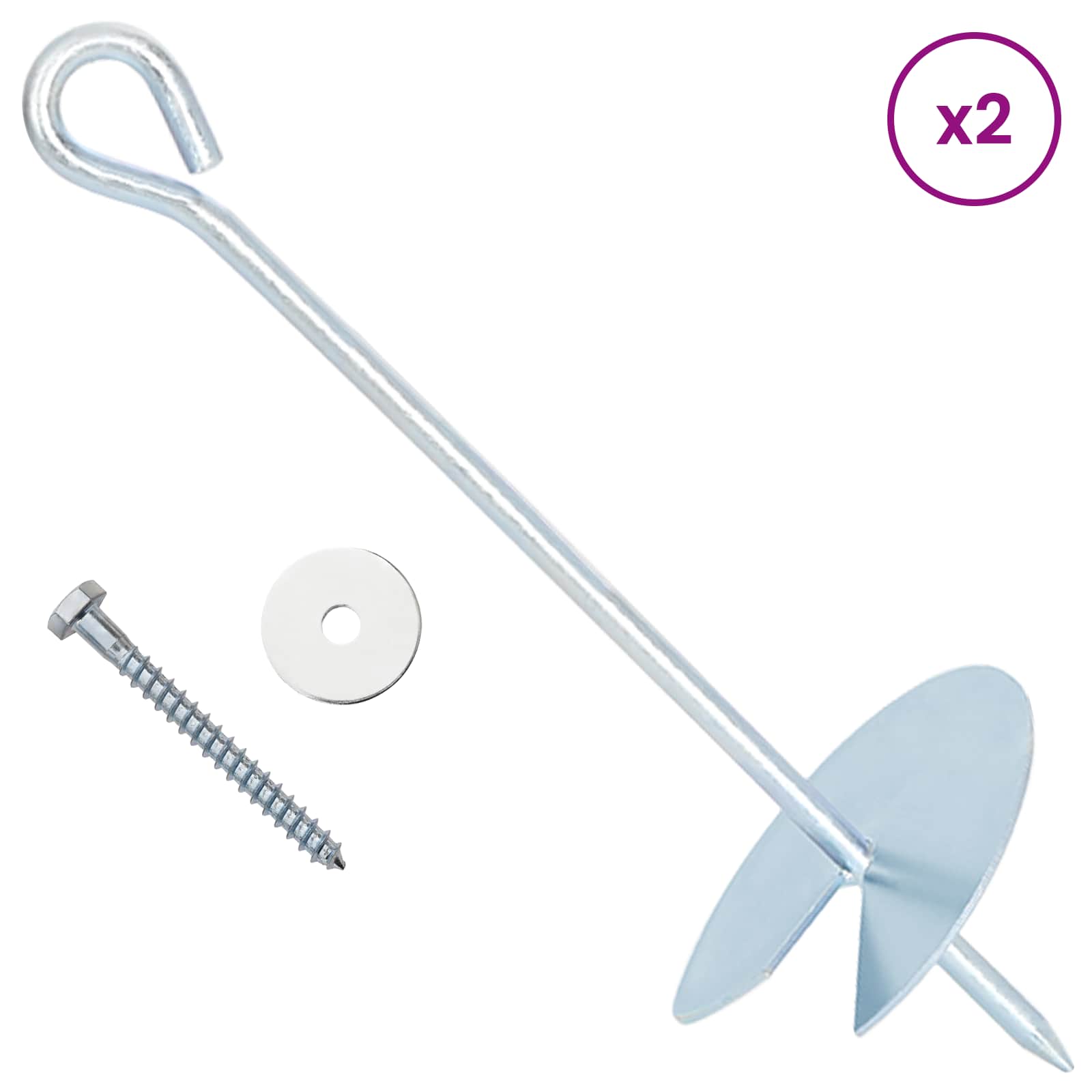 Jordanker 10 pcs Sølv Ø10 x 30 cm Galvaniseret metal