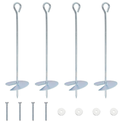Jordanker 4 pcs Sølv Ø10 x 40 cm Galvaniseret metal