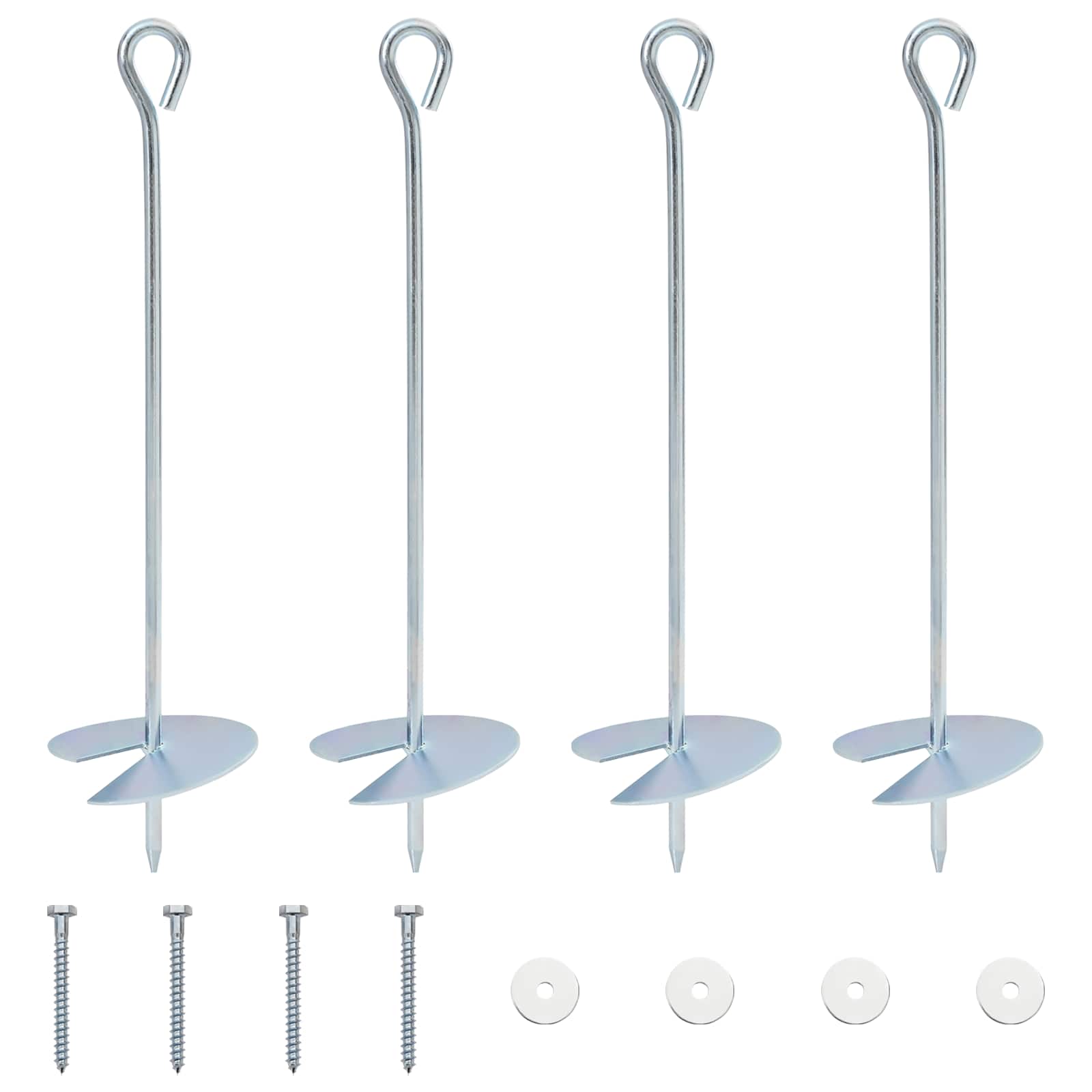 Jordanker 4 pcs Sølv Ø10 x 40 cm Galvaniseret metal