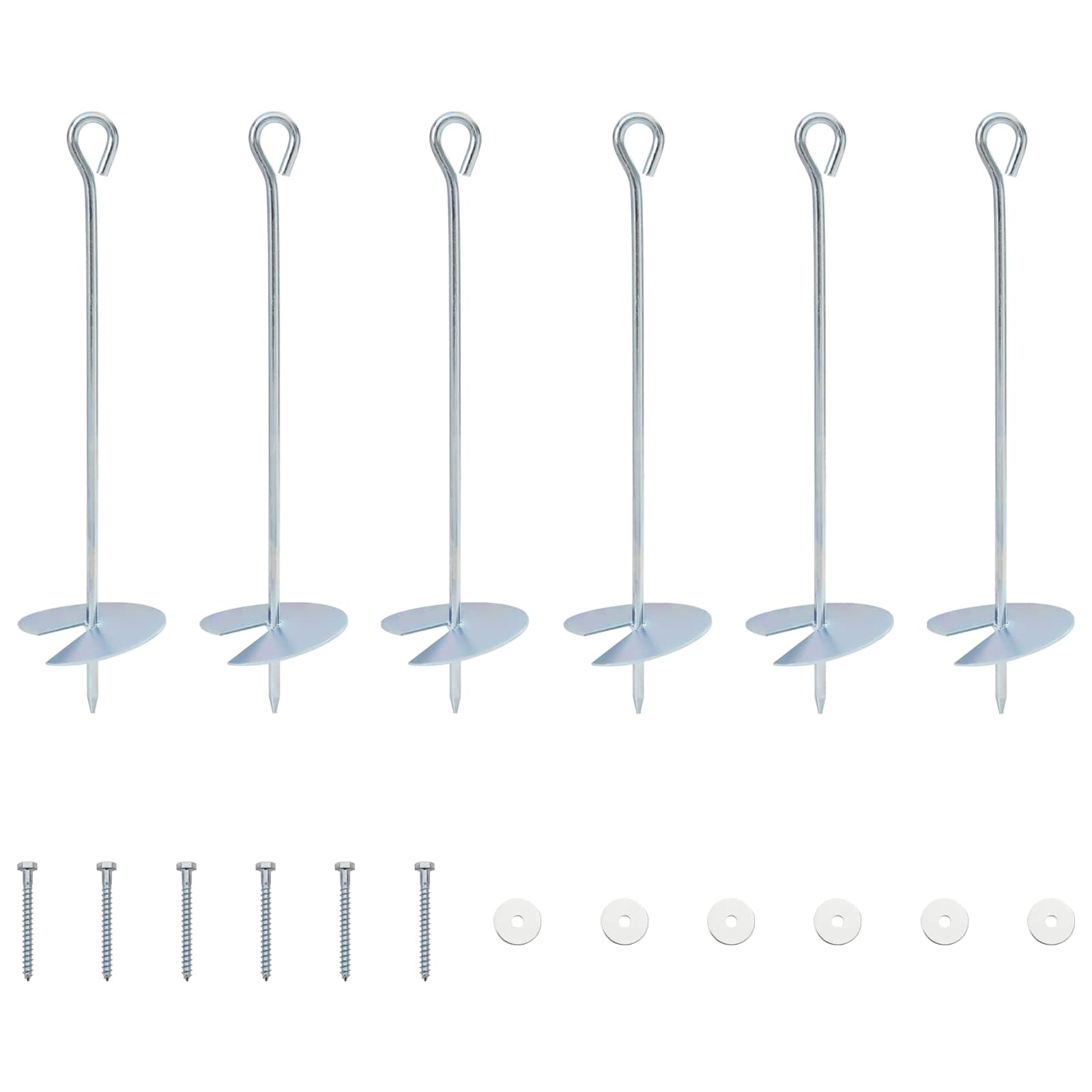Jordanker 6 pcs Sølv Ø10 x 40 cm Galvaniseret metal