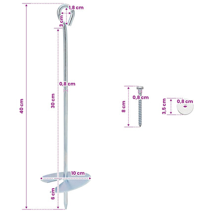 Jordanker 6 pcs Sølv Ø10 x 40 cm Galvaniseret metal