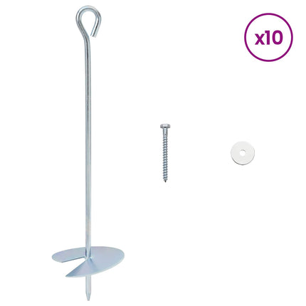 Jordanker 10 pcs Sølv Ø10 x 40 cm Galvaniseret metal
