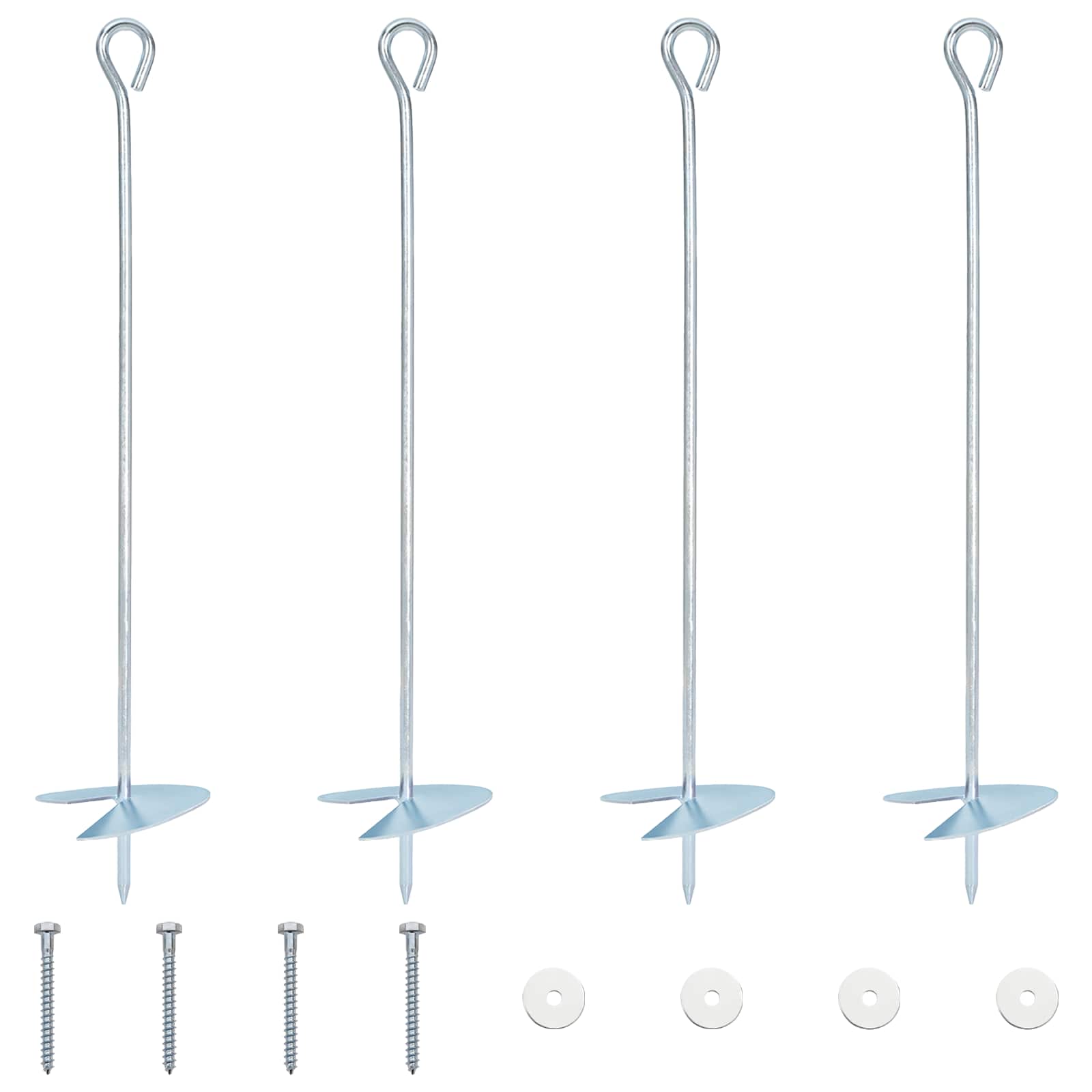 Jordanker 4 pcs Sølv Ø10 x 50 cm Galvaniseret metal
