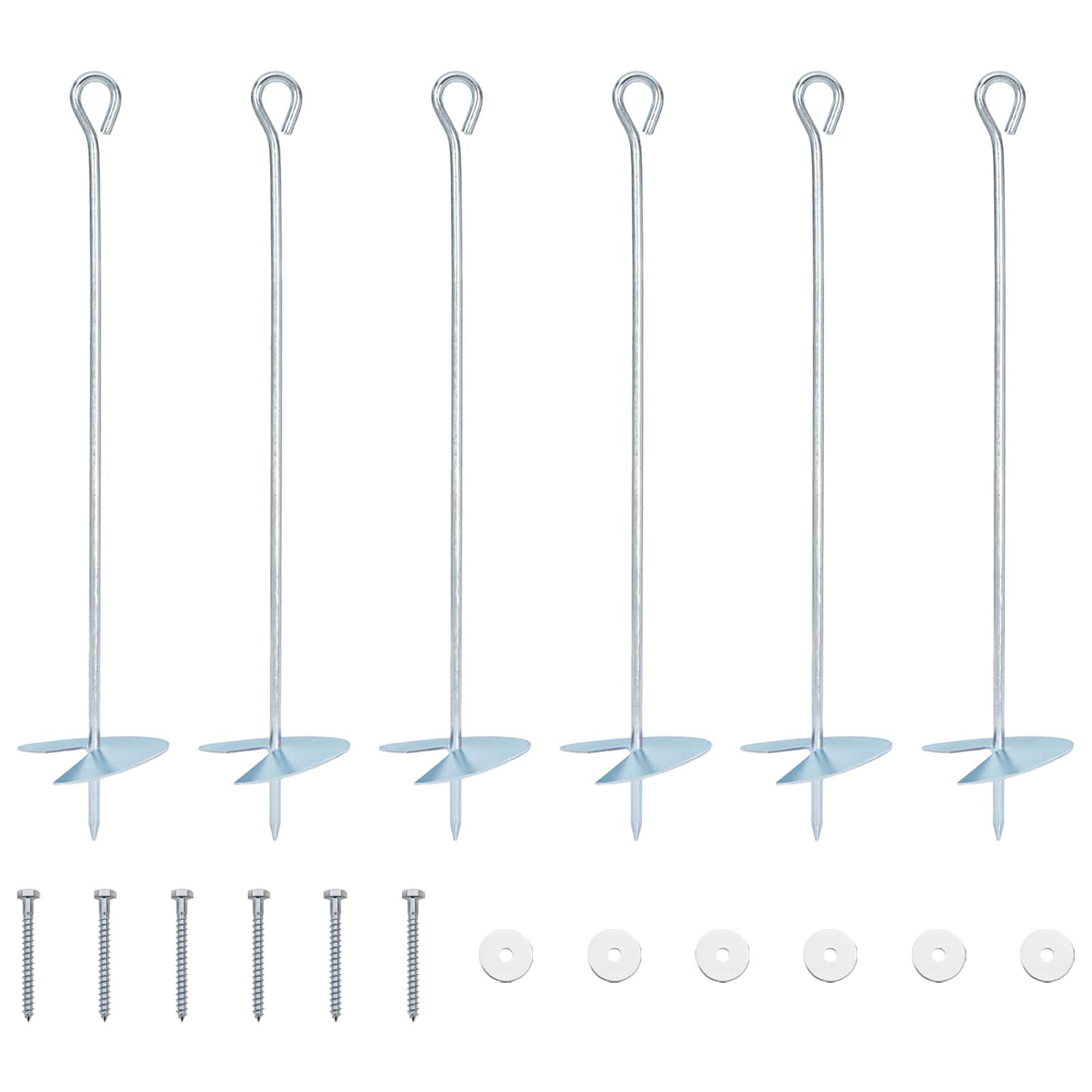 Jordanker 6 pcs Sølv Ø10 x 50 cm Galvaniseret metal