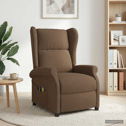 Wingback elektrisk massage lænestol Brun Stof
