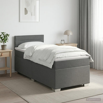 Boxmadras med topmadras Mørkegrå 90 x 190 cm Stof