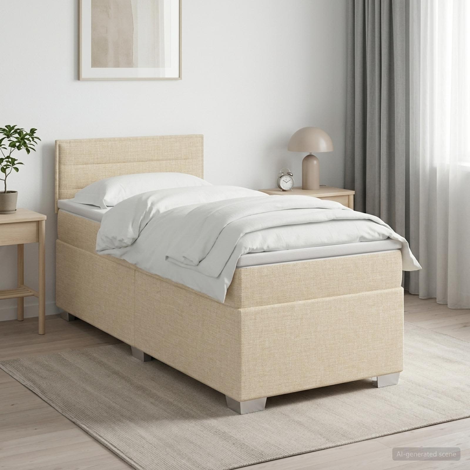 Boxmadras med topmadras Cremefarvet 100 x 200 cm Stof