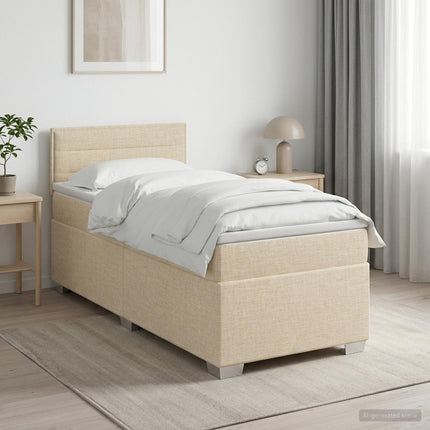 Boxmadras med topmadras Cremefarvet 80 x 200 cm Stof