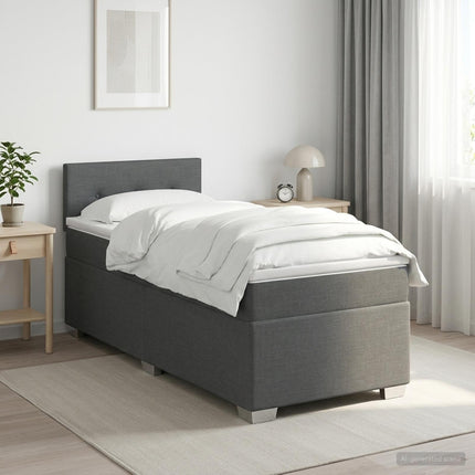 Boxmadras med topmadras Mørkegrå 90 x 190 cm Stof