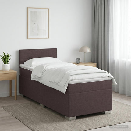 Boxmadras med topmadras Mørk Brun 90 x 200 cm Stof