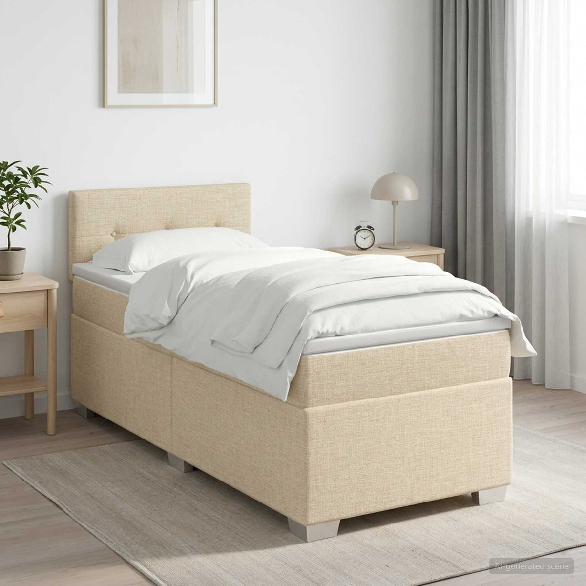 Boxmadras med topmadras Cremefarvet 80 x 200 cm Stof