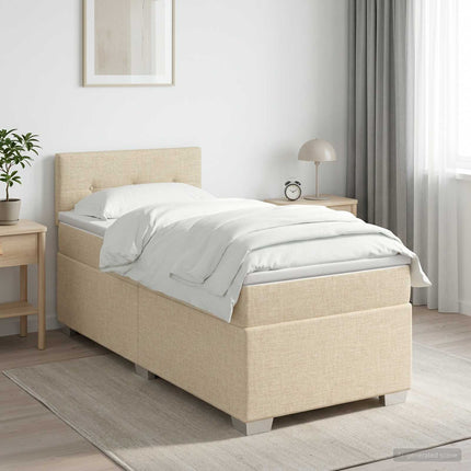 Boxmadras med topmadras Cremefarvet 90 x 190 cm Stof