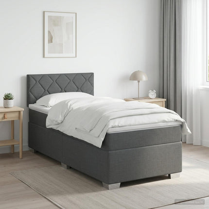 Boxmadras med topmadras Mørkegrå 100 x 200 cm Stof