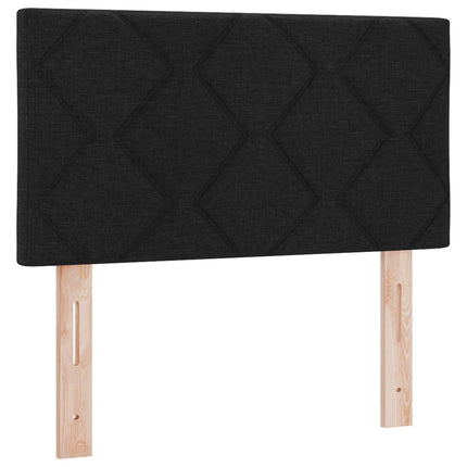 Boxmadras med topmadras med hovedgærde Sort 80 x 200 cm Stof