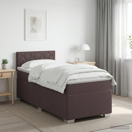 Boxmadras med topmadras Mørk Brun 90 x 200 cm Stof