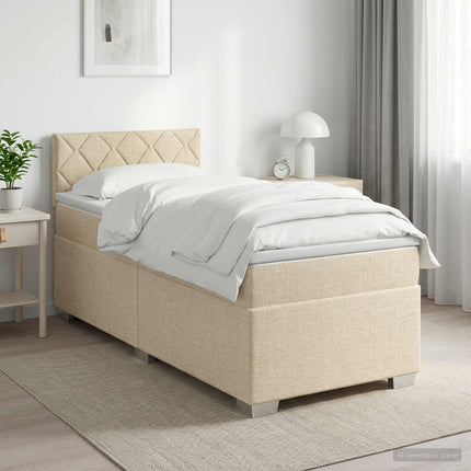 Boxmadras med topmadras Cremefarvet 80 x 200 cm Stof