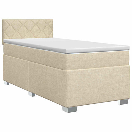 Boxmadras med topmadras Cremefarvet 80 x 200 cm Stof