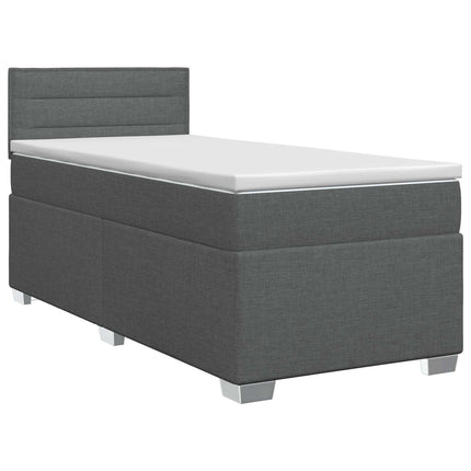 Boxmadras med topmadras Mørkegrå 90 x 190 cm Stof