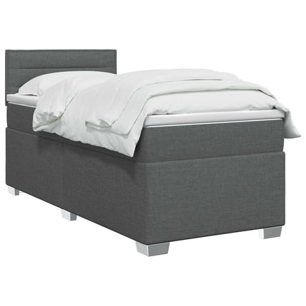 Boxmadras med topmadras Mørkegrå 90 x 190 cm Stof