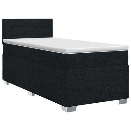 Boxmadras med topmadras med hovedgærde Sort 90 x 190 cm Stof