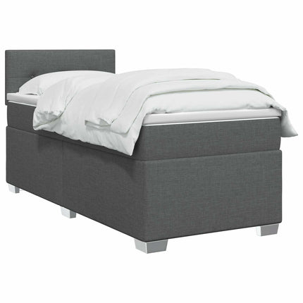 Boxmadras med topmadras Mørkegrå 90 x 190 cm Stof
