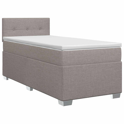 Boxmadras med topmadras med hovedgærde Gråbrun 90 x 190 cm Stof
