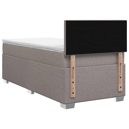 Boxmadras med topmadras med hovedgærde Gråbrun 90 x 190 cm Stof