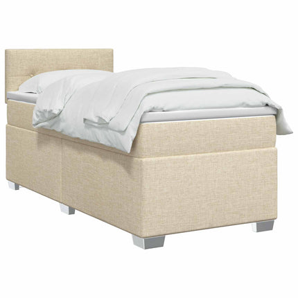 Boxmadras med topmadras Cremefarvet 90 x 200 cm Stof