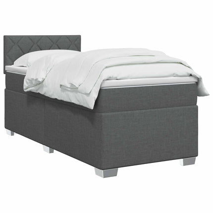 Boxmadras med topmadras Mørkegrå 90 x 200 cm Stof