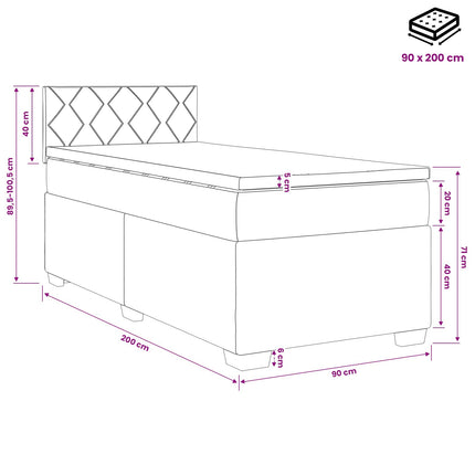Boxmadras med topmadras Cremefarvet 90 x 200 cm Stof