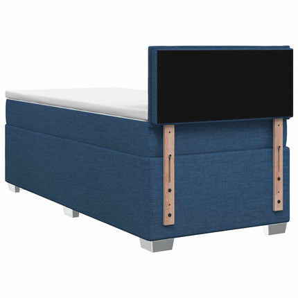 Boxmadras med topmadras med hovedgærde Blå 100 x 200 cm Stof