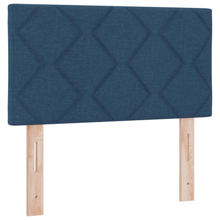 Boxmadras med topmadras med hovedgærde Blå 100 x 200 cm Stof