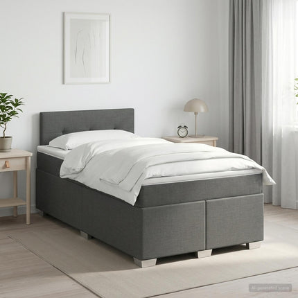 Boxmadras med topmadras Mørkegrå 120 x 190 cm Stof