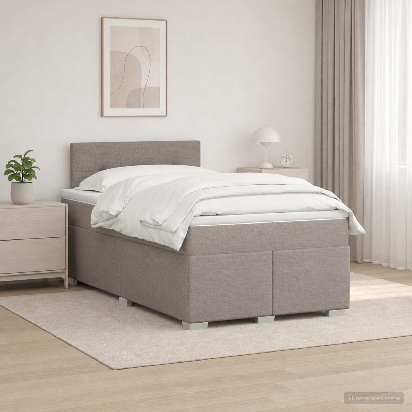 Boxmadras med topmadras Grbrun 120 x 200 cm Stof