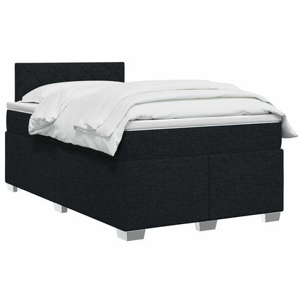 Boxmadras med topmadras med hovedgærde Sort 120 x 190 cm Stof