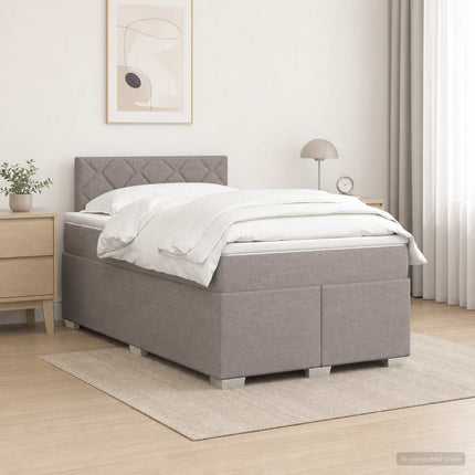 Boxmadras med topmadras Gråbrun 120 x 190 cm Stof