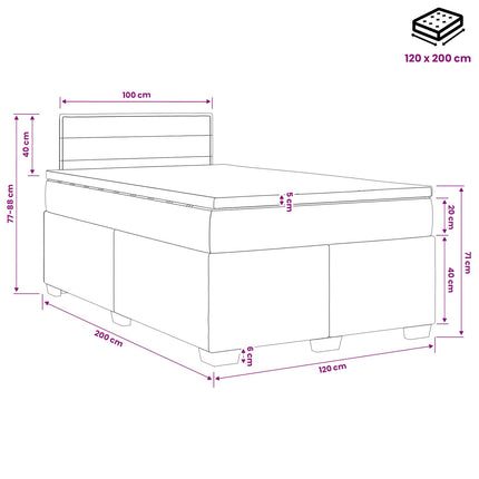 Boxmadras med topmadras Cremefarvet 120 x 200 cm Stof