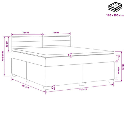 Boxmadras med topmadras Lysegrå 140 x 190 cm Stof